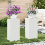 Suport pentru plante 2 pcs Alb 24 x 24 x 55 cm Oțel GartenMobel Dekor