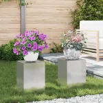 Suport pentru plante 2 pcs Argintiu 24 x 24 x 35 cm GartenMobel Dekor