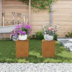 Suport pentru plante 2 pcs Ruginit 24 x 24 x 35 cm GartenMobel Dekor