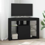 Șifonier LED pentru TV colțar Pe perete Negru 105 x 40 x 68 cm GartenMobel Dekor