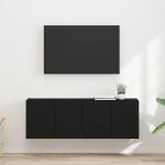 Dulap TV de perete 2 pcs Negru 59,5 x 31 x 40 cm Lemn compozit GartenMobel Dekor