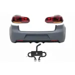 Bara Spate cu Sistem de Evacuare si Stopuri Full LED Rosu Fumuriu VW Golf 6 VI (2008-2013) R20 Look Performance AutoTuning