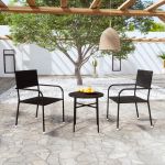 Set mobilier de grădină, 3 piese, negru, poliratan GartenMobel Dekor