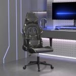 Scaun de gaming de masaj, negru și camuflaj, piele ecologică GartenMobel Dekor