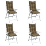 Perne scaun cu spătar înalt 4 buc. gri taupe 120x50x7 cm textil GartenMobel Dekor