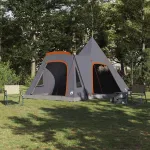 Cort Teepee cu acoperiș Gri și Portocalie 545 x 450 x 295 cm GartenMobel Dekor