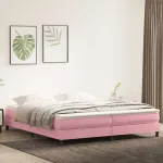 Pat box spring cu saltea, roz, 180x210 cm, catifea GartenMobel Dekor