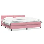 Pat box spring cu saltea, roz, 180x210 cm, catifea GartenMobel Dekor