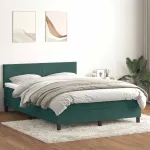 Pat box spring cu saltea, verde închis, 160x210 cm, catifea GartenMobel Dekor