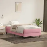 Pat cu arcuri fără saltea roz 90x220 cm catifea GartenMobel Dekor