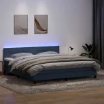 Pat cu arcuri cu saltea și LED, gri închis, 180x220 cm, catifea GartenMobel Dekor