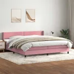 Pat box spring cu saltea, roz, 180x210 cm, catifea GartenMobel Dekor