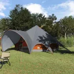 Cort Teepee cu acoperiș Gri și Portocalie 600 x 600 x 347 cm GartenMobel Dekor