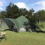 Cort Teepee cu acoperiș Verde și gri 600 x 600 x 347 cm GartenMobel Dekor