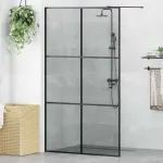 Zid de duș walk-in Negru 115 x 195 cm sticlă securizată GartenMobel Dekor