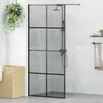 Zid de duș walk-in Negru 90 x 195 cm sticlă securizată GartenMobel Dekor