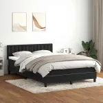 Pat box spring cu saltea, negru, 160x210 cm, catifea GartenMobel Dekor