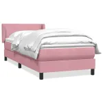 Pat box spring cu saltea, roz, 90x220 cm, catifea GartenMobel Dekor
