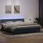 Pat cu arcuri cu saltea și LED, gri închis, 180x220 cm, catifea GartenMobel Dekor