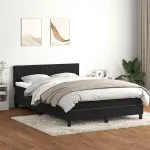 Pat cu arcuri cu saltea și LED, negru, 160x210 cm, catifea GartenMobel Dekor