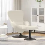 Scaun Egg cu Taburet Crem 63 x 73 x 90 cm Catifea GartenMobel Dekor