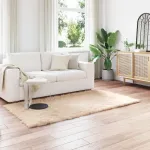 Covor din Lână Faux Tafalla Bej 80 x 200 cm Poliester GartenMobel Dekor