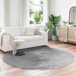 Covor din Lână Faux Tafalla Gri Ø 160 cm Poliester GartenMobel Dekor