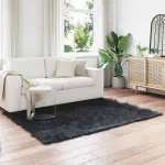 Covor din Lână Faux Tafalla Negru 120 x 170 cm Poliester GartenMobel Dekor