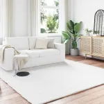 Covor din Blană Faux de Iepure Olite Alb 200 x 200 cm Poliester GartenMobel Dekor