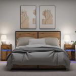 Noptieră LED 2 pcs Lemn vechi 38 x 34 x 61 cm Lemn compozit GartenMobel Dekor