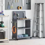 Cărucior pentru unelte cu raft Manual Antracit 65 x 35 x 111 cm GartenMobel Dekor