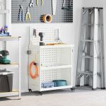 Cărucior pentru unelte cu raft cu roata Alb 65 x 35 x 111 cm GartenMobel Dekor