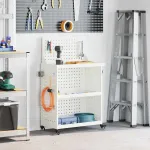 Cărucior pentru unelte cu raft cu roata Alb 65 x 35 x 111 cm GartenMobel Dekor