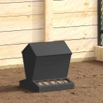 Feeder pentru pui Negru 40 x 40 x 45 cm Oțel Laminat la Rece GartenMobel Dekor