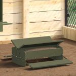 Hrănitor cu pedale pentru pui Verde măsliniu 75 x 53 x 20,5 cm GartenMobel Dekor