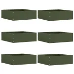 Margine pentru gazon 6 pcs Verde măsliniu 40 x 40 x 13 cm Oțel GartenMobel Dekor