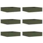 Margine pentru gazon 6 pcs Verde măsliniu 50 x 50 x 13 cm Oțel GartenMobel Dekor