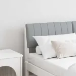 Tăblie tapițată Gri deschis 135 cm Lemn de pin masiv GartenMobel Dekor