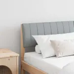 Tăblie tapițată Gri deschis 160 cm Lemn de pin masiv GartenMobel Dekor