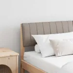 Tăblie tapițată Gri taupe 150 cm Lemn de pin masiv GartenMobel Dekor