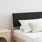 Tăblie tapițată Negru 150 cm Lemn de pin masiv GartenMobel Dekor