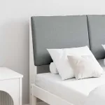 Tăblie tapițată Gri deschis 120 cm Lemn de pin masiv GartenMobel Dekor