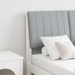 Tăblie tapițată Gri deschis 120 cm Lemn de pin masiv GartenMobel Dekor