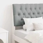 Tăblie tapițată Gri deschis 75 cm Lemn de pin masiv GartenMobel Dekor