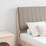 Tăblie tapițată Gri taupe 135 cm Lemn de pin masiv GartenMobel Dekor