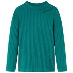 Tricou de copii cu mâneci lungi, tricot cu nervuri, verde închis, 116 GartenMobel Dekor