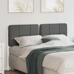 Tăblie tapițată Alb și gri deschis 135 cm Lemn de pin masiv GartenMobel Dekor