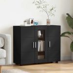 Bufet cu raft cu ușă Negru 55,5 x 29 x 100 cm Lemn compozit GartenMobel Dekor