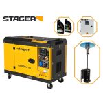 Pachet Generator insonorizat Stager YDE8600TA-TA3 V2, 7.5kVA, DualPower + Automatizare trifazata YA40063F12STA, 63A + Zobo H1207G Incalzitor terasa pe gaz 12.5kW + 2L ulei ProAdvanced PowerfulTools