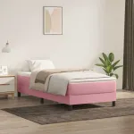 Pat cu arcuri fără saltea roz 100x220 cm catifea GartenMobel Dekor